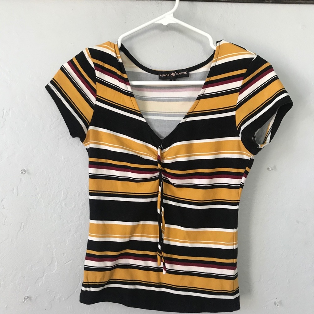 Striped V Neck Tee
